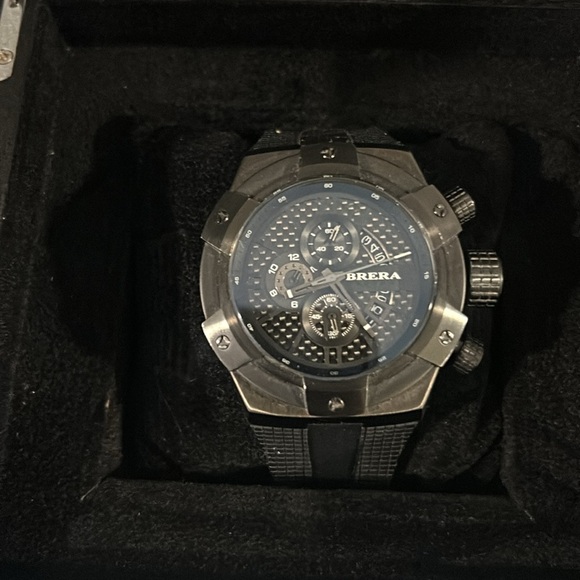 Brera Men’s Watch Black on Black Combination - With box - Picture 2 of 9